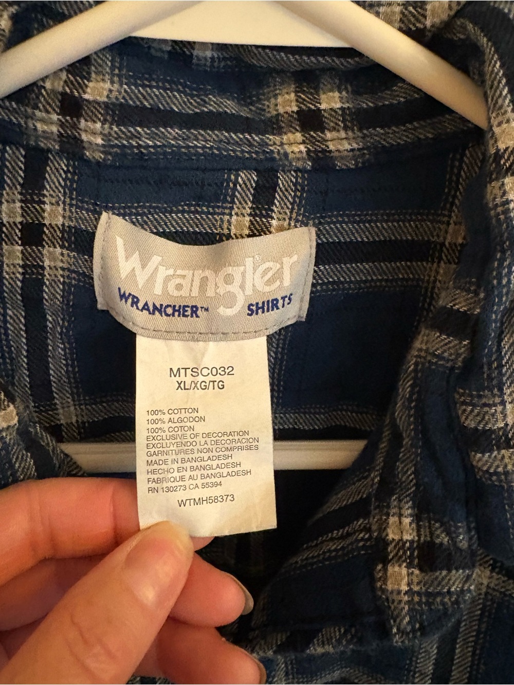 Wrangler Blue Plaid Pearl Button Snap Flannel Shirt - Picture 2 of 16
